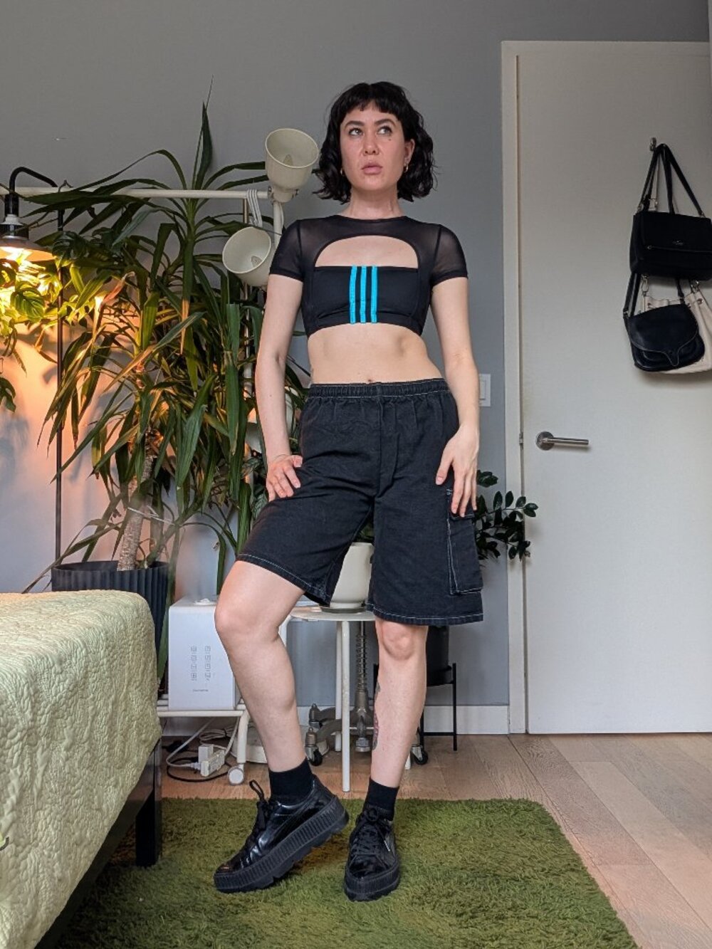 FRANKIE COLLECTIVE / ADIDAS reworked cutout crop top, size XS